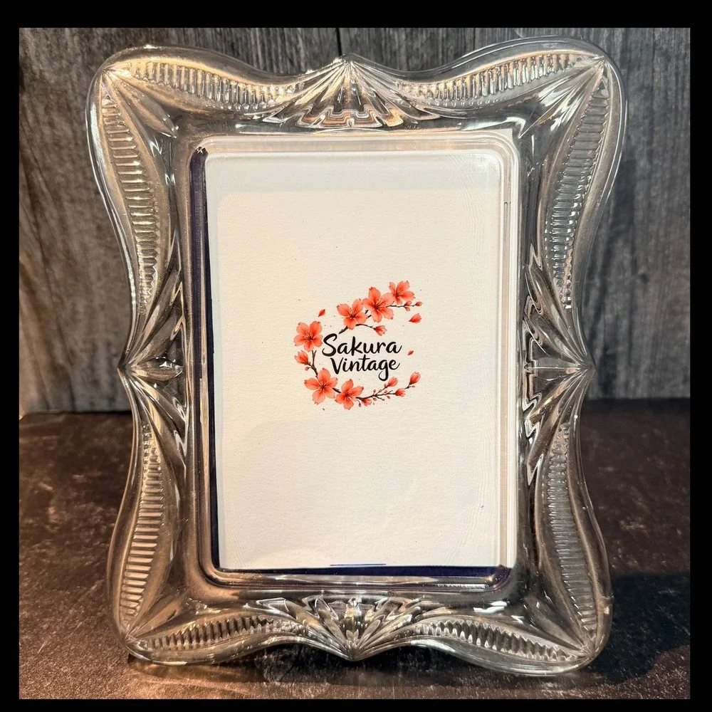 Vintage Picture Frame Lead Crystal Frosted Floral Clear 5x7